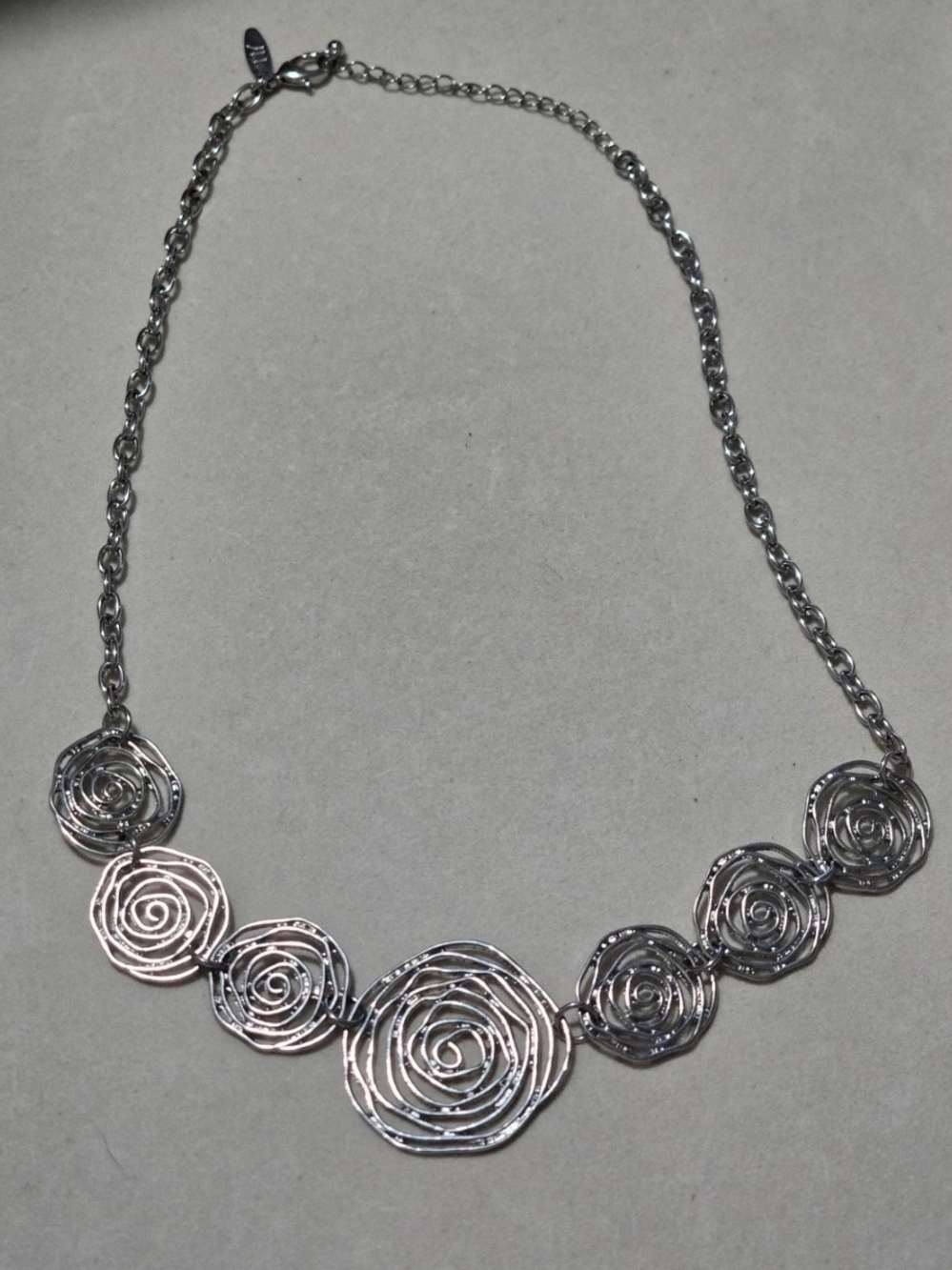 New York & Company Silver Tone Spiral Rose Statement Necklace